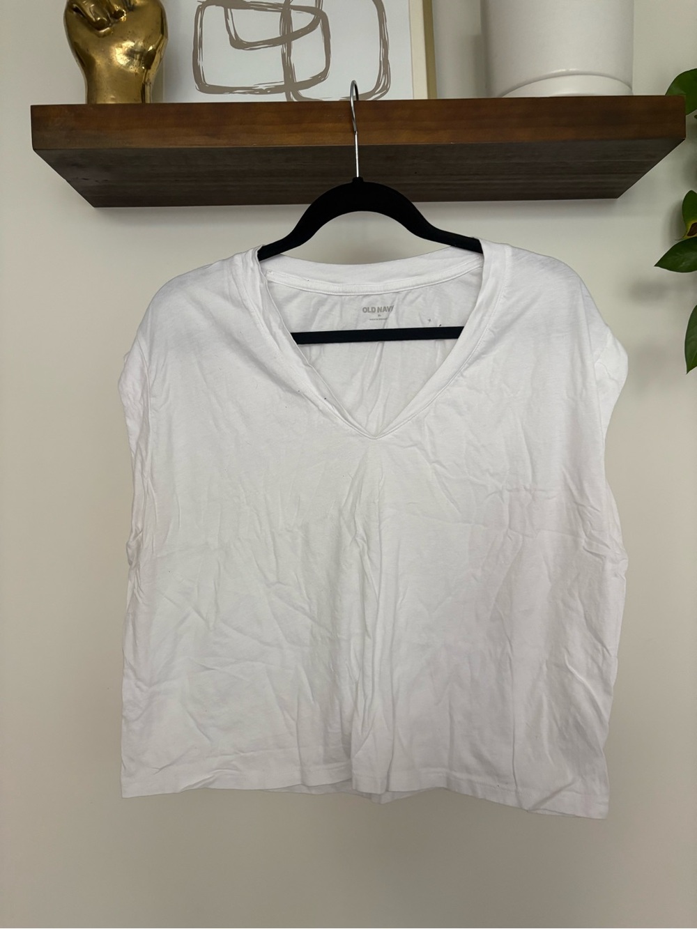 Old Navy White V-Neck Boxy Tank Top